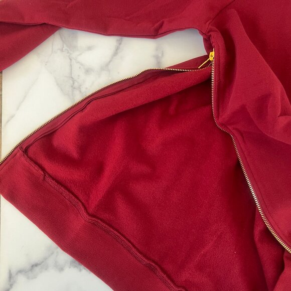 NWT MoveMama Brass Zip Sweatshirt, Burgundy, Size XS - Picture 8 of 11